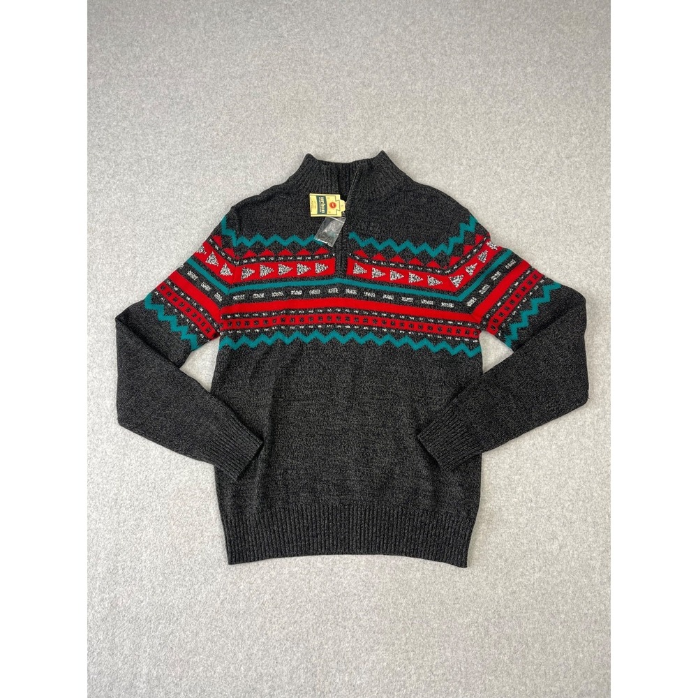 Urban Pipeline Sweater Mens M Gray 1/4 Zip Geometric Print Nordic Pullover